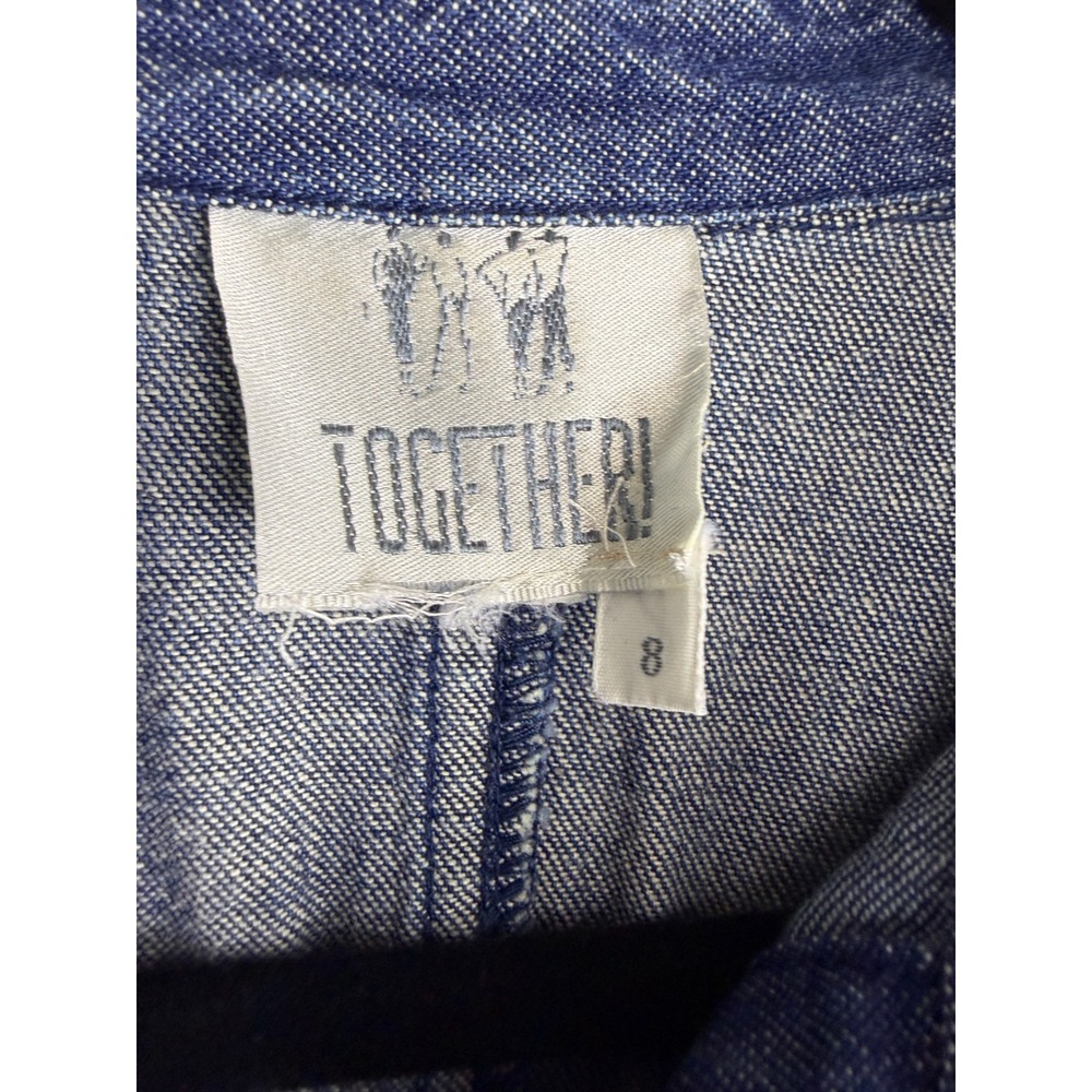 Together Vintage Denim Maxi Shirt Dress Blue Long Sleeve Button Front Size 8 - Picture 2 of 7